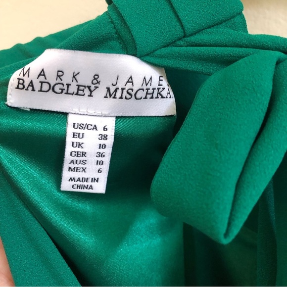 Badgley Mishka Mark & James Emerald Green Pleated Chiffon Trapeze Dress Size 6 - Picture 7 of 12